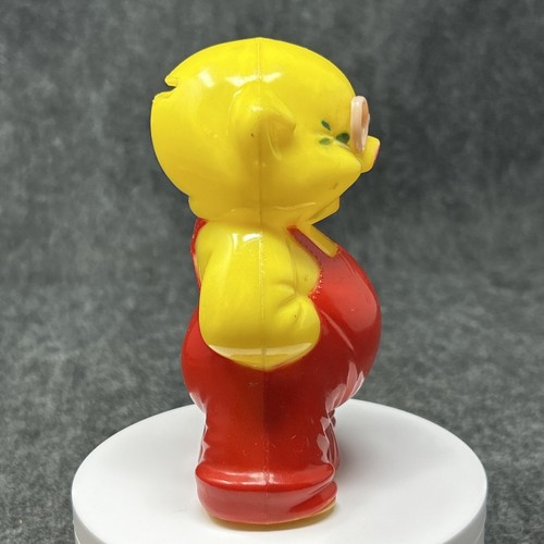 Vtg Yellow Piggy Bank Red Overalls Pink Glasses 5 Inch Collectible No Stopper - Picture 4 of 9