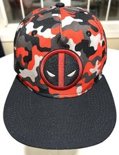 Deadpool Hat Cap Strapback Men One Size Red Camouflage Marvel The Amazing Logo