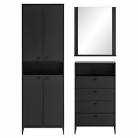 Garderoben Set Inkl. Schuhschrank In Schwarzmatt Spiegel Highboard FlurmöBel