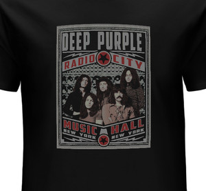 Maglietta Ufficiale Deep Purple - Smoke On The Water Circle Band Logo - Nero - Taglia L