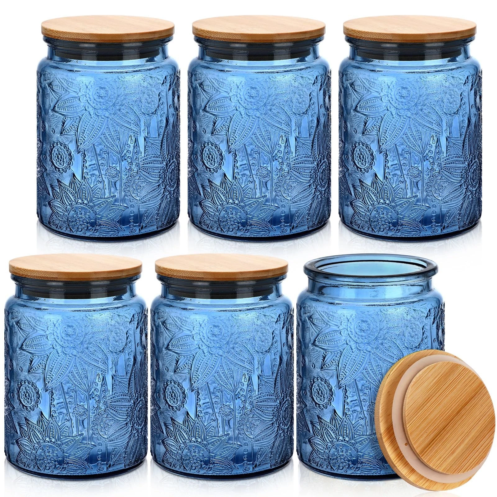 6 Pack Decorative Vintage Glass Jar Sunflower Glass Storage Jars with Seal So...
Opens in a new wind