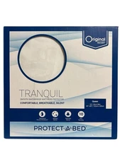 Original Mattress Factory Tranquil Smooth Waterproof Protector Queen Bed, New