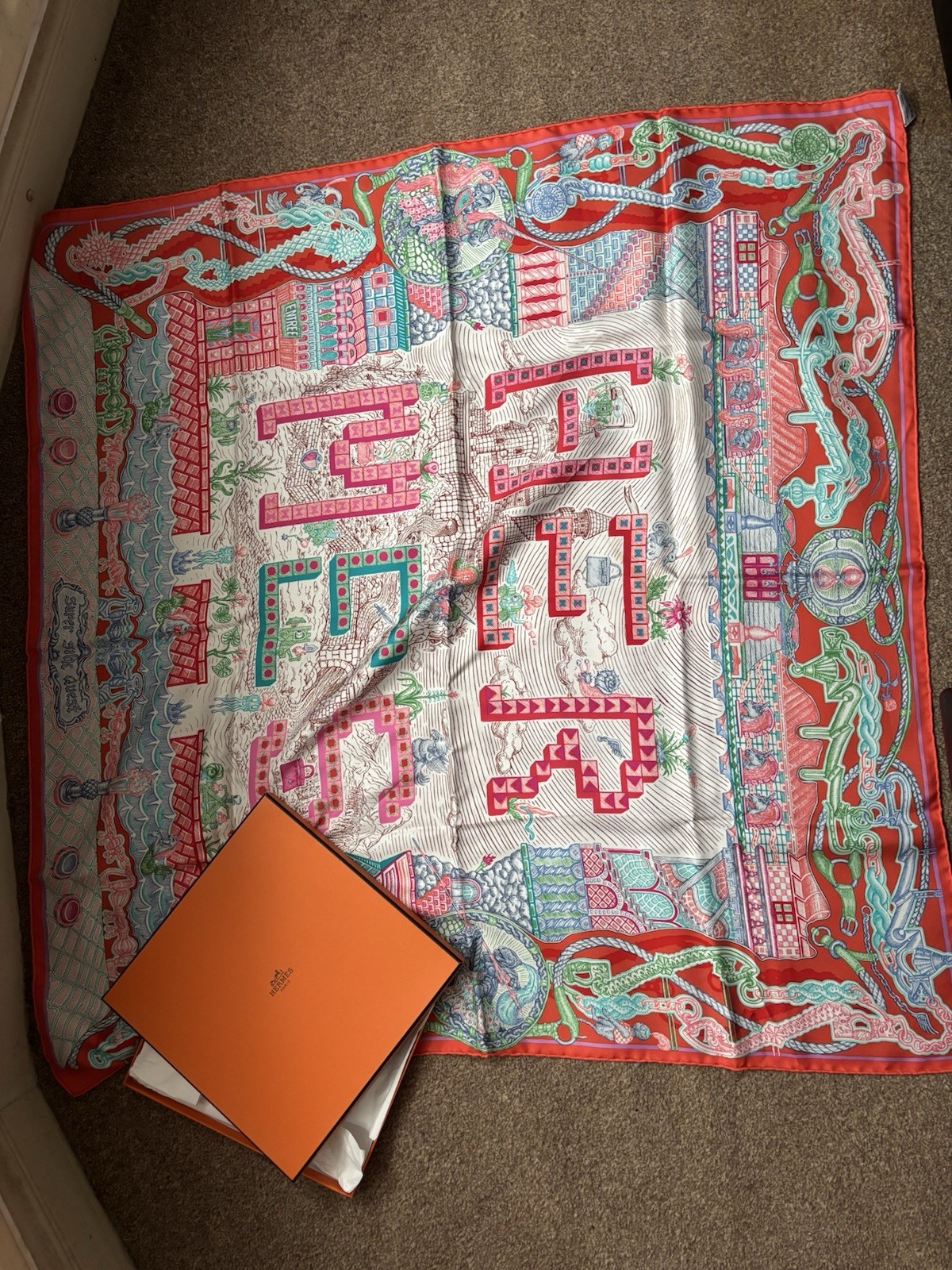 Hermes Super Silk Quest Scarf 90 Rogue