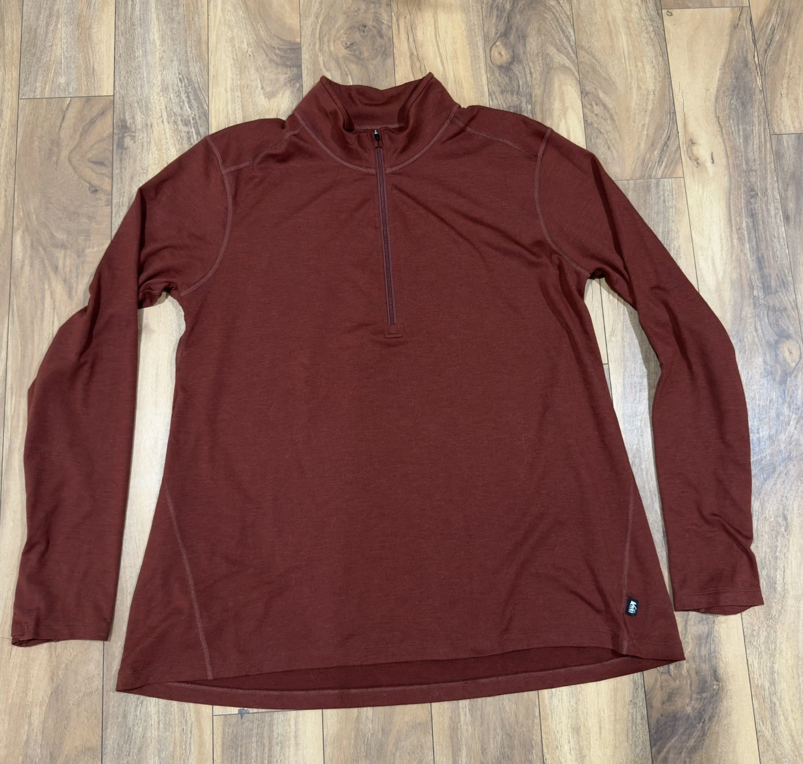 REI Co op Men’s Medium Lightweight Base Layer Half Zip Top, Rust Sz 3XL Running