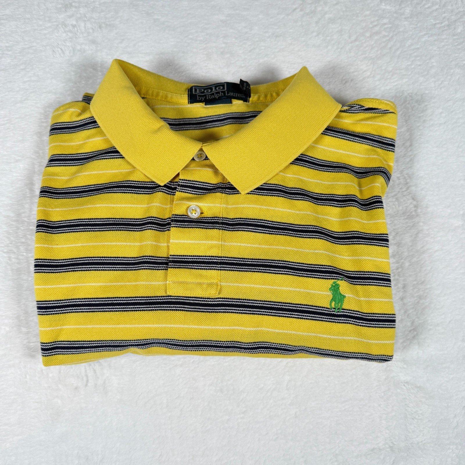 Vintage Ralph Lauren Polo Yellow Striped Black Shirt XL Vintage Classic Fit image 6
