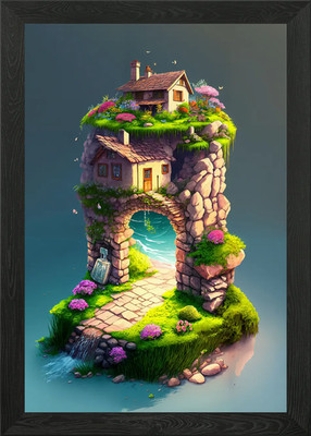 Schwebendes Landhaus gerahmtes Wandbild Poster Leinwanddruck Bild