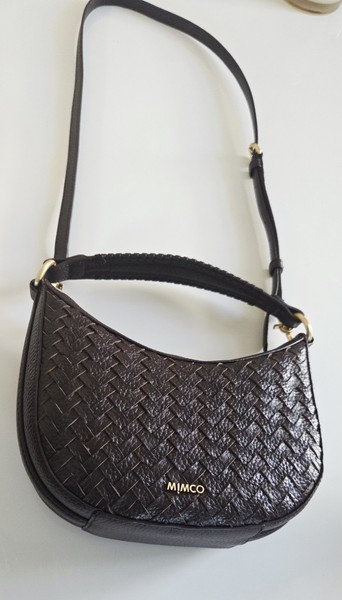 Mimco Luna Crescent Crossbody Bag Bitter chocolate Leather Excellent Condition