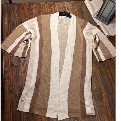 Per Se by Carlisle Cardigan 100% Linen Knit Open Layering Sweater Women XSS