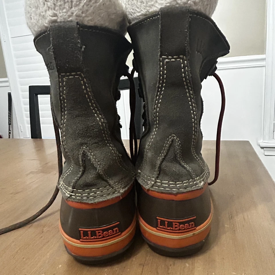 LL Bean Botas Niños 6 Marrón Naranja Aislado Impermeable Invierno Nieve Zapatos Sherpa Foto 3 de 4