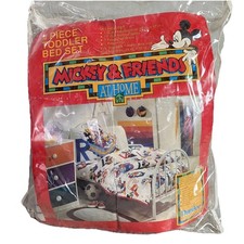 Vtg Disney Mickey Friends Kids Toddler Bed Set Minnie Mickey Dundee USA READ