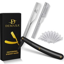 Professional 20 Straight Razor Blades with DEMAXA Shavette Black
