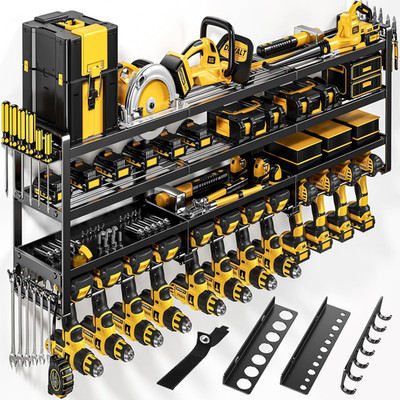 49'' W Large Power Tool Organizer Wall Mount, 4 Layer Heavy Duty Loads 800 Lbs, T