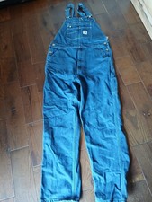Men's Denim Carhartt Bib Overalls Loose Fit Size 36 34