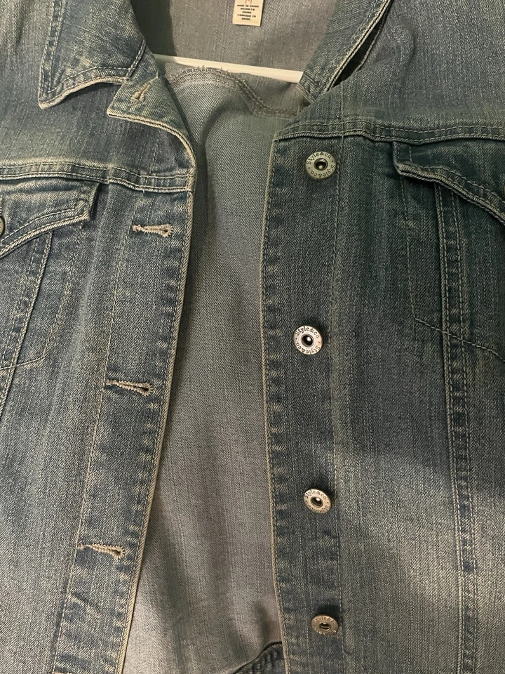 Style&Co. Chaleco Mujer Medio Azul Denim Sin Mangas Cuello Abotonado Exterior Foto 2 de 3