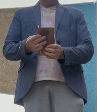 Topman Slate Blue Cotton Jacket. 40in chest. Black lining