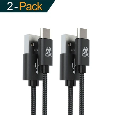 USB-C zu USB A Kabel | Nylon Ladekabel Datenkabel - Black 2m - 2er Set - Bild 1 von 4