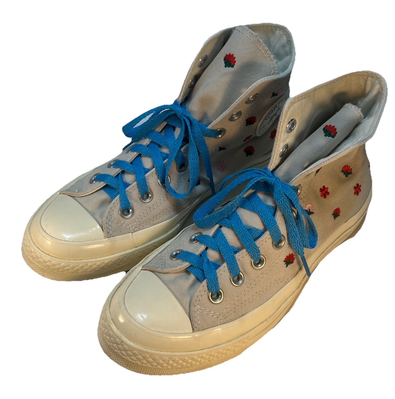 Womens 8.5 Converse Chuck Taylor 70 Floral Embroidery High Top Taupe Sneakers thumbnail 2