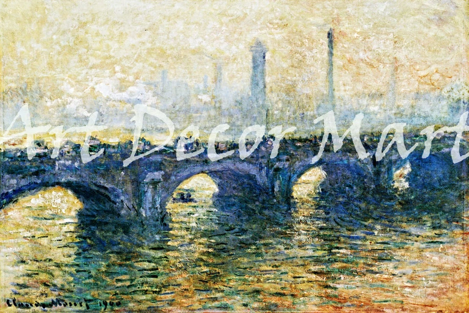 Waterloo Bridge, London- Monet - CANVAS OR PRINT WALL ART - Image 2 of 2