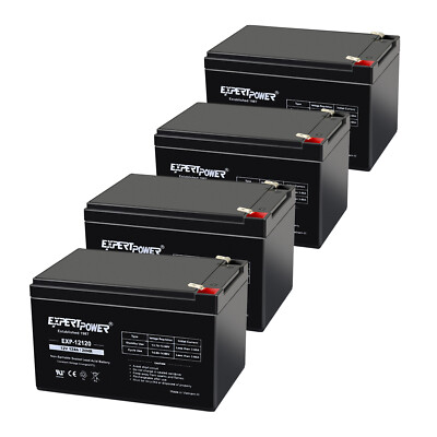  Expert Power 4 Pack - 12 Volt 12 Ah Sealed Lead Acid Rechargeable Batteries