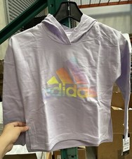 adidas Girl's French Terry Logo Hoodie S  7/8  