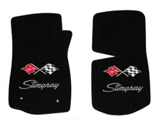 NEW! FLOOR MATS 1969-1982 C3 Corvette Embroidered Flag Stingray Double Logo Slvr