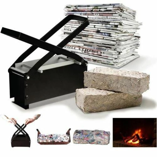 Black Log Briquette Maker Eco Friendly Paper Brick Fire Block Recycling  Press | eBay