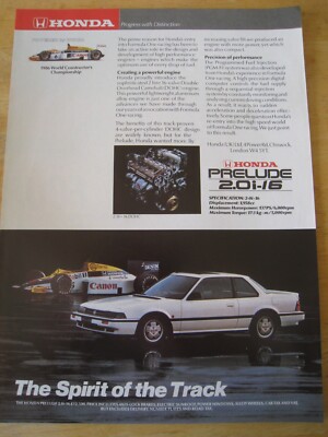 HONDA PRELUDE WORLD CONSTRUCTOR'S CHAMPIONSHIP 1986 WERBUNG A4 AKTE 47