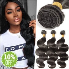 1-3 Bundles Brazilian Human Hair Body Wave/Loose/Straight Weave Black Extensions