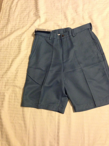 "Pantalones cortos de vestir delanteros lisos haggar ""Cool 18": tallas 30W y 40W, entrepierna 9,5" - Imagen 3 de 4