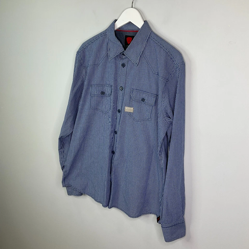 Camisa Strellson Para Hombre XL Cuadros Cuadros Abotonada Manga Larga 100% Algodón Foto 2 de 4