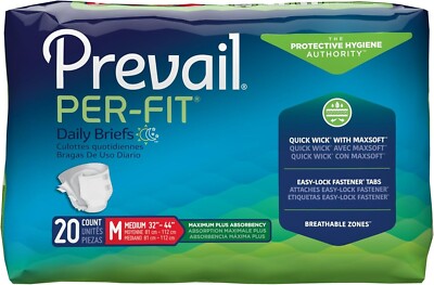 Prevail Per-Fit Unisex Maximum Absorbency Incontinence Briefs 20ct Medium Size