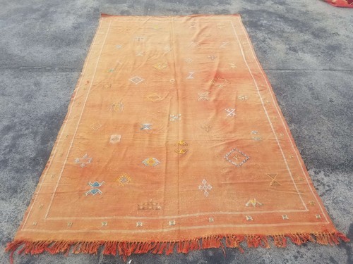 Distressed Fine Vintage Traditional Hand Made Oriental Wool Kilim 285x172cm