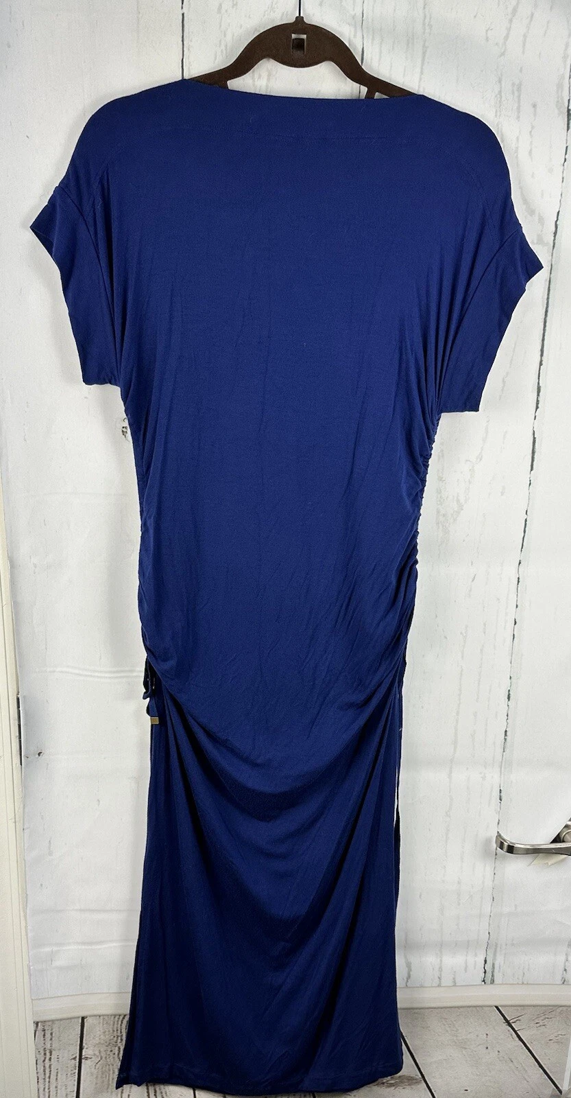 UNDERCOVER Abito Victoria's Secret S blu navy increspato lati manica corta scollo drappeggio