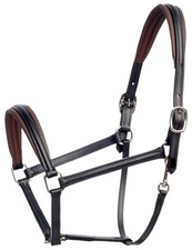 Western Black Leather Halter with Steel Fitting with Free Lead Chain