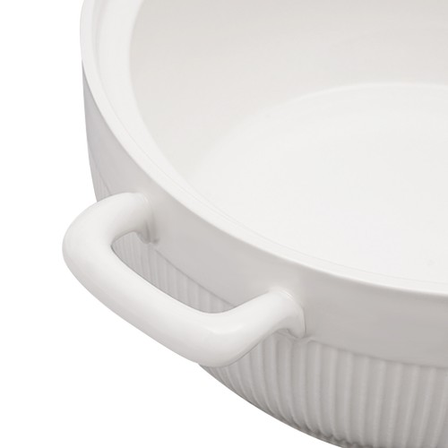 8.54"/7.5" Ceramic Soup Tureen W/ Ladle & Glass Lid White Porcelain Serveware - Picture 41 of 44