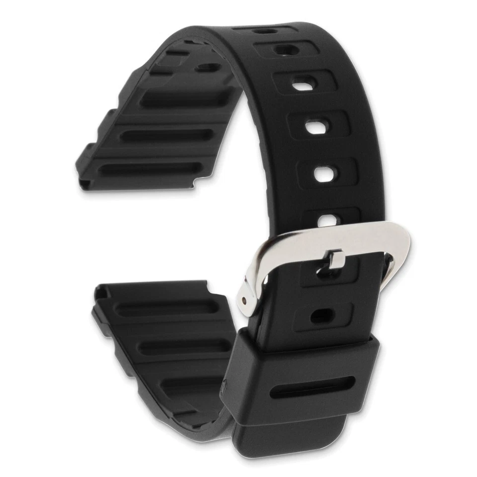 Correa de reloj deportiva Gilden 20 mm poliuretano negro tono plateado con hebilla Foto 2 de 4