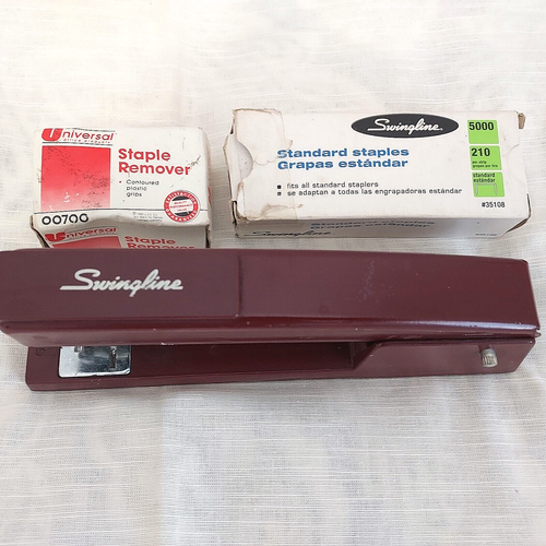 Vintage Maroon/Red Swingline Model 747 Stapler With Staples and Remover ...