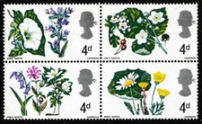 United Kingdom 1967 MNH Blk, British Wild Flowers 