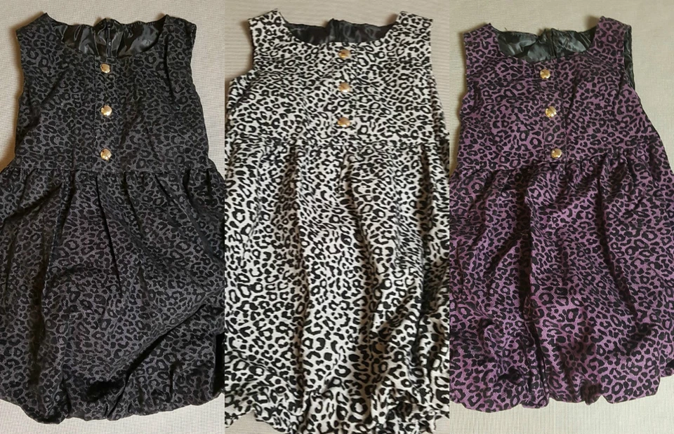 Mädchen Cordkleid Ballong Kleid Trägerkleid 3Farben Leopard Look Gr. 98-152 - Bild 2 von 2