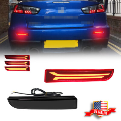 For Mitsubishi Lancer Evo Smoked Rear Reflector Tail LED Sequential Signal light