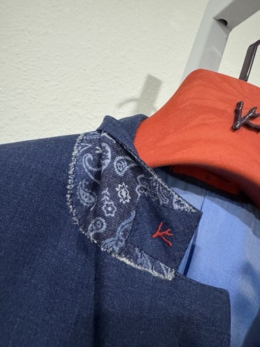 ISAIA Base “GREGORY” Summer Multicolor Blue 2 Pc Suit Wool Linen Silk Mohair 42L - Picture 6 of 24