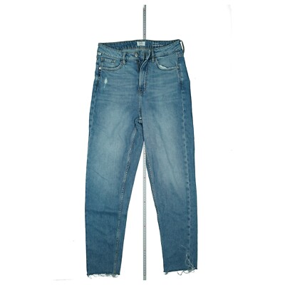 QS s.Oliver Mom fit 7/8 Jeans Hose stretch high Waist used look 34 W24 S XS Blau