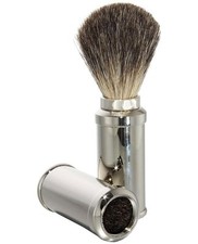 TRAVEL SHAVE BRUSH, Bright Chromed Brass Handle Synthetic Fiber Bristle PB-102