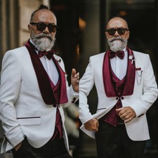 Velvet Men Suits Single Breasted Jacket with Black Pant Shawl Lapel Wedding Wear