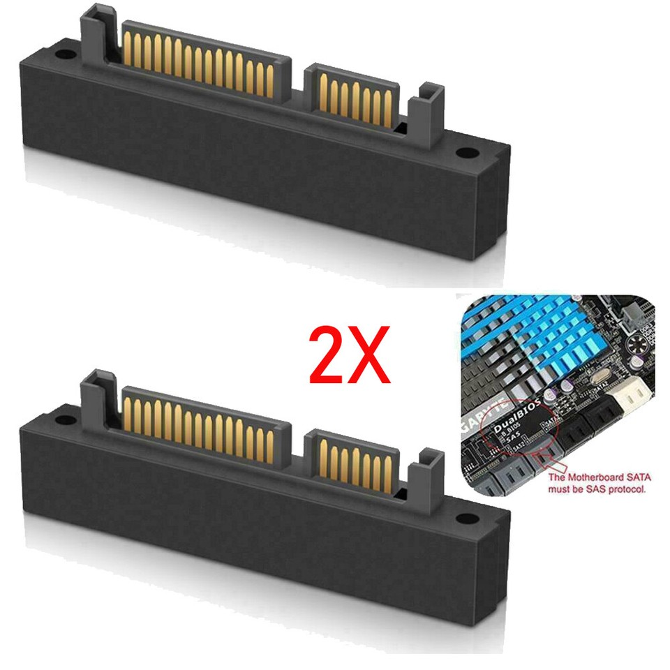 Pin De Rraid 2x SAS to SATA 22-pin Male Converter SFF-8482 Female HDD Hard Drive ...