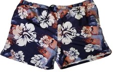 Sand N Sun Swim Trunks Mens size 2XL Blue Orange Floral Mesh Lined Swimwear