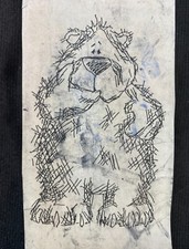 Thoughtful Fuzzy Bear Rubber Stamp Handmade Unbranded 2.5x4 in