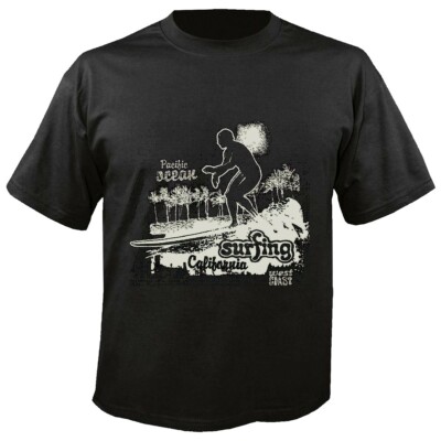 T-Shirt PACIFIC OCEAN SURFING CALIFORNIA SURFEN BEACH SURFBRETT LONGBOARD WELLEN