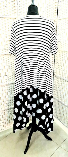 Stripes And Dots Dress By Kedem Sasson Asymmetrical Cut Size - 2 - - Picture 7 of 11