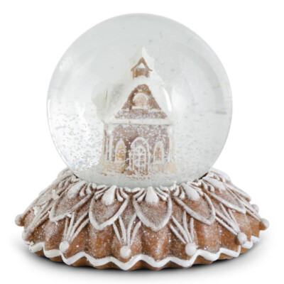 K & K Interiors - Glittered Gingerbread House Snow Globe - 54724A